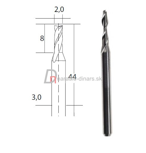 Tvrdokovová fréza 2,0 mm